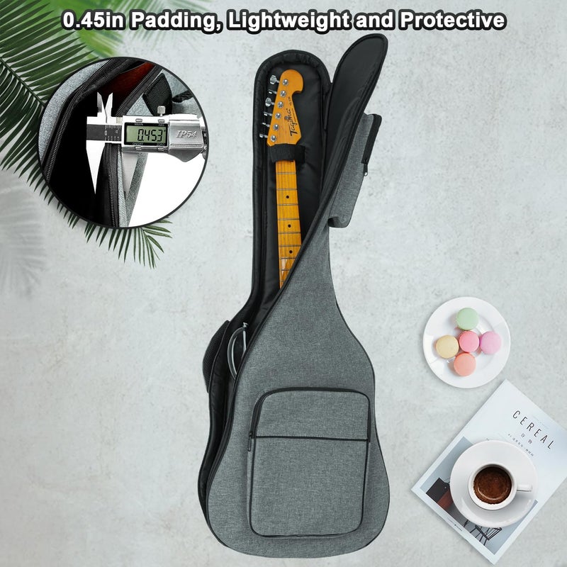 MUZNOTE Store Electric Guitar Bag Padded Electric Guitar Gig Bag 11.5mm Padding Soft Guitar Case with Neck Strap, Back Hanger Loop, Grey - Image 3